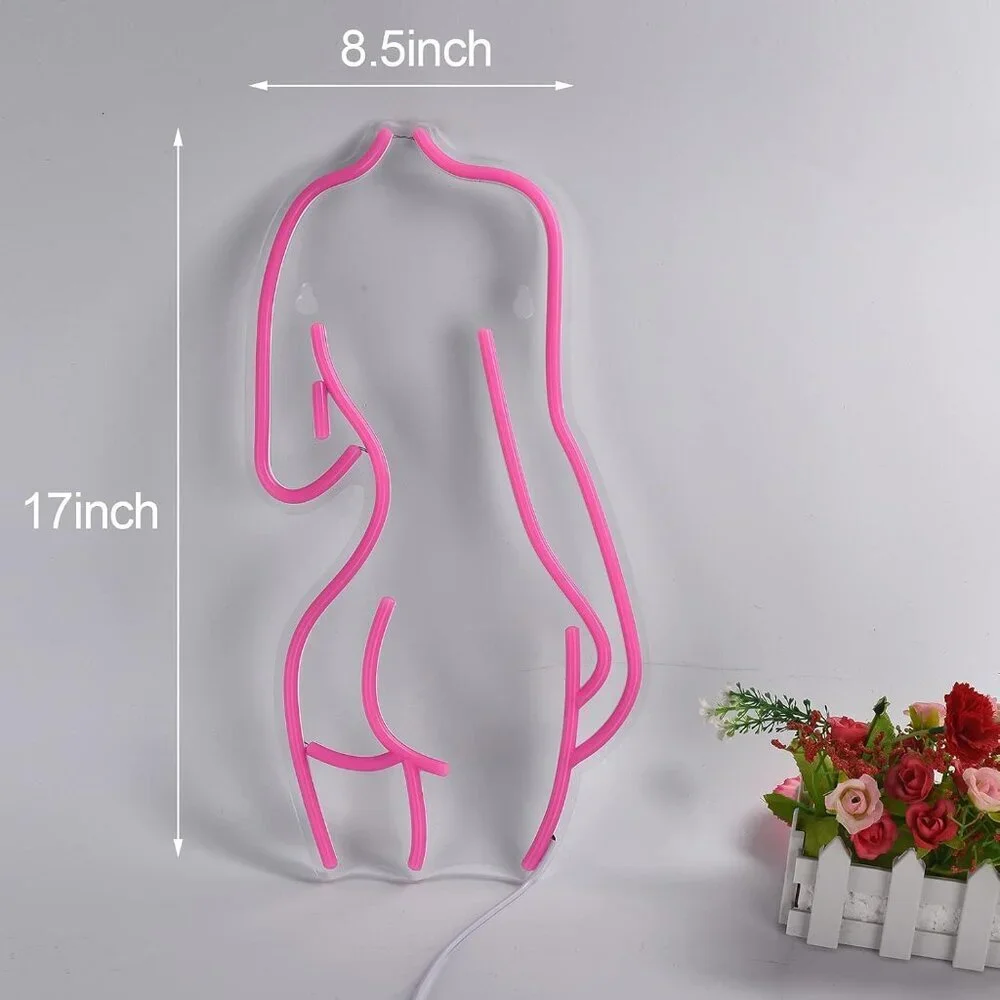 Lady Pink2 Back Neon Signs Led Night Light Usb Connected Decorative Sign Bedroom